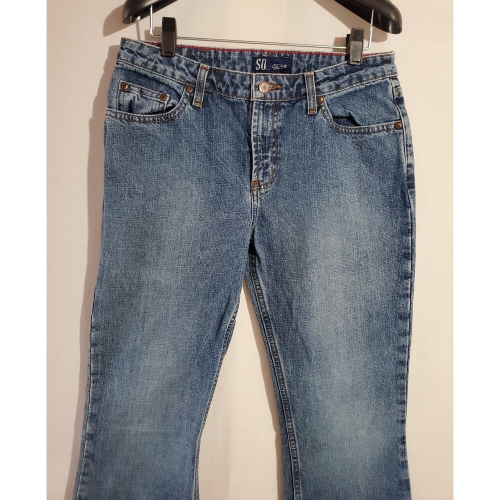 SO Vintage Y2K Flare Medium Wash High Rise Jeans Womens Junior Size 7 Long - Picture 3 of 11